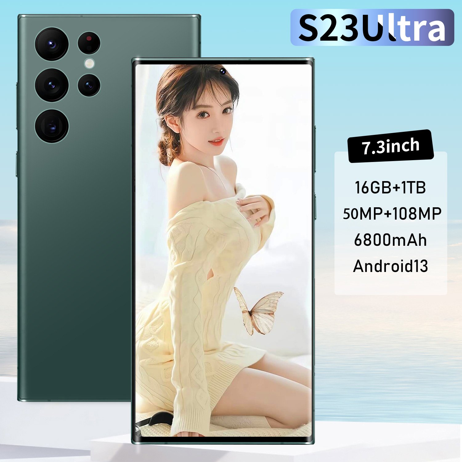 Smartphone2023 New Phone S23 Ultra 16gb+1tb 5g 7.2-inch Mtk6889 48mp 108mp With Built-in Pen Android 12 Smartphonemate60